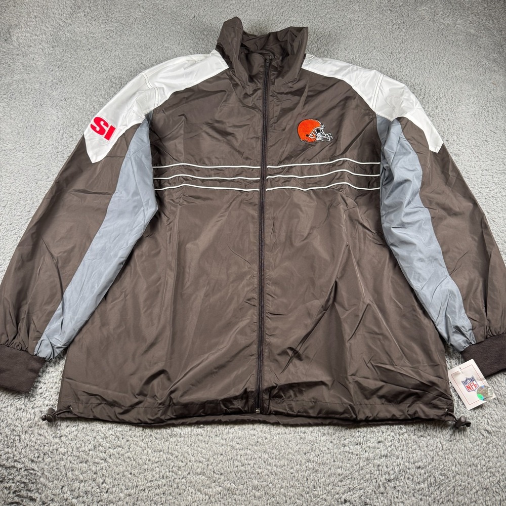 NWT Cleveland Browns Jacket Mens XL Brown Full‎ Zip Windbreaker Lightweight NFL